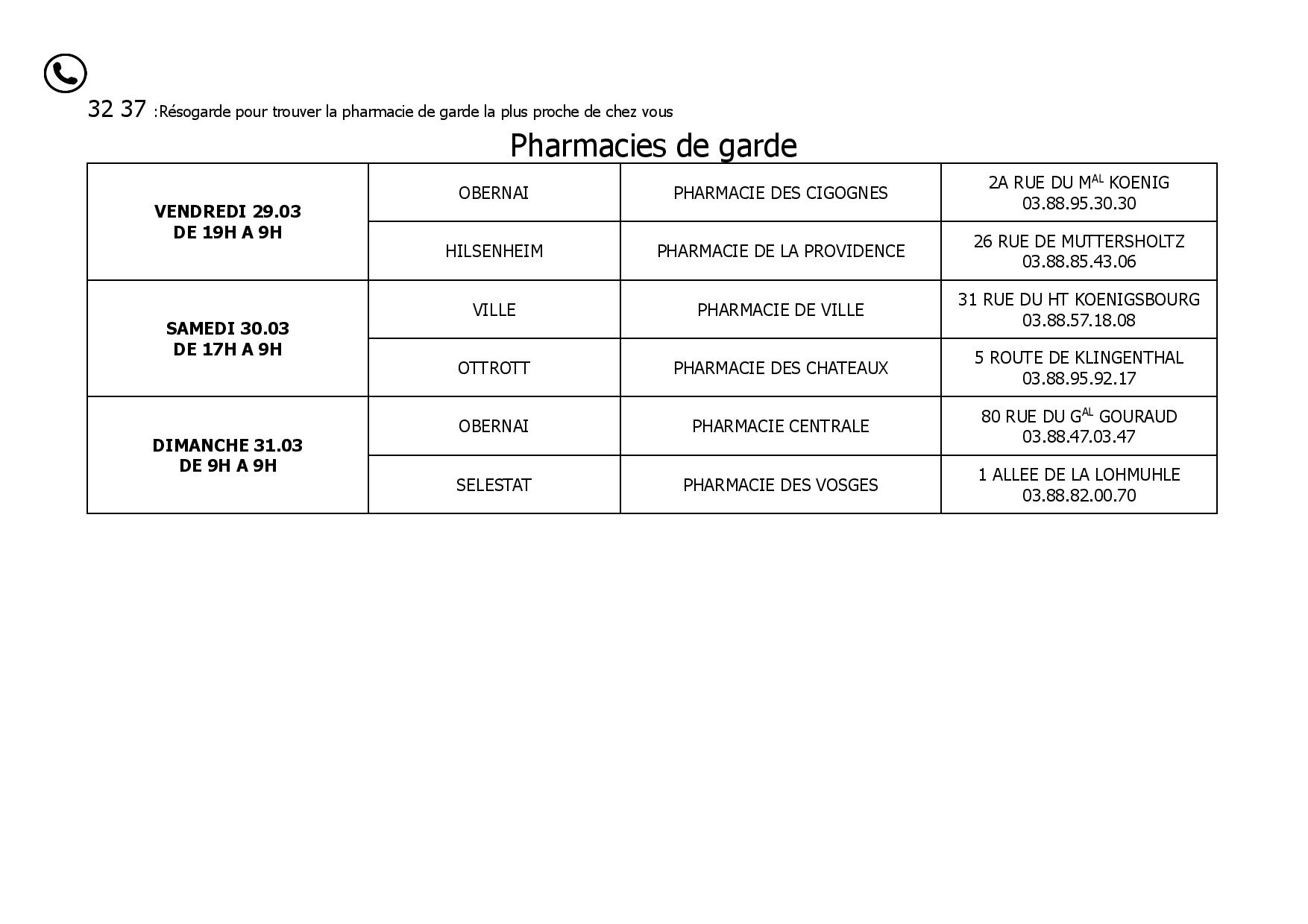 TABLEAU DES PHARMACIES DE GARDE MARS 2024 | Portail